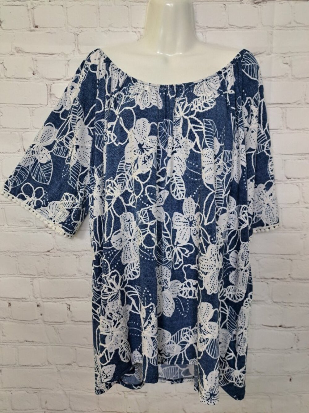 SJS Floral Off The Shoulder Top Blouse Size 3X